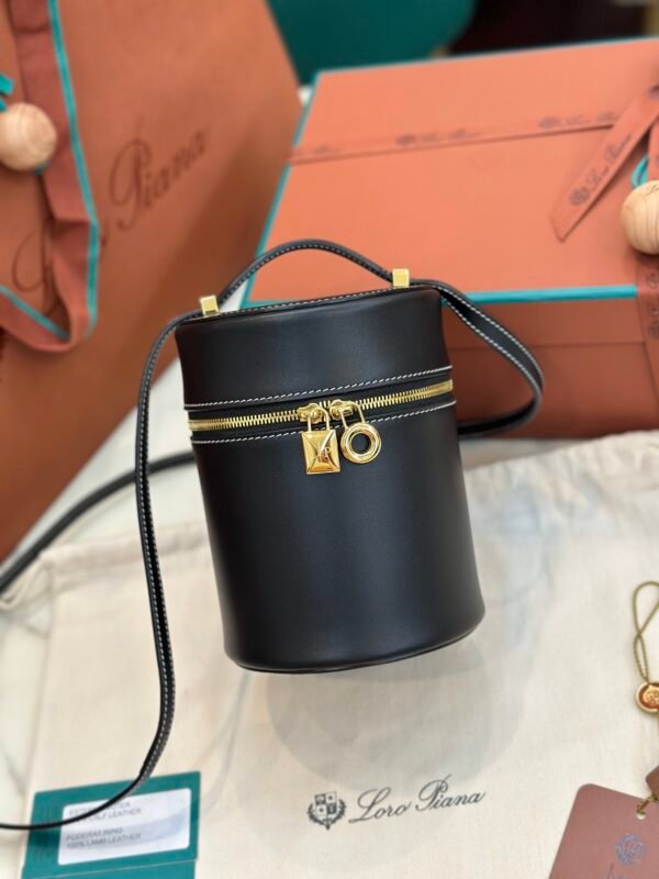 19 Loro Piana Extracase Bucket Bag 12x12x16cm Luxury Calfskin Handbag Designer Leather Vanity Case for Women