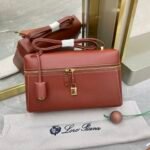 Loro Piana Extra Bag L27 Luxury Saddle Leather Crossbody & Shoulder Bag for Women 27cm Vanity Top-Handle Bag Loro Piana Extra Bag L27 Luxury Saddle Leather Crossbody & Shoulder Bag for Women 27cm Vanity Top-Handle Bag
