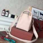 Loro Piana Medium Bale Bag Grained Calfskin Minimalist Bucket Bag with Detachable Shoulder Strap 6 Colors