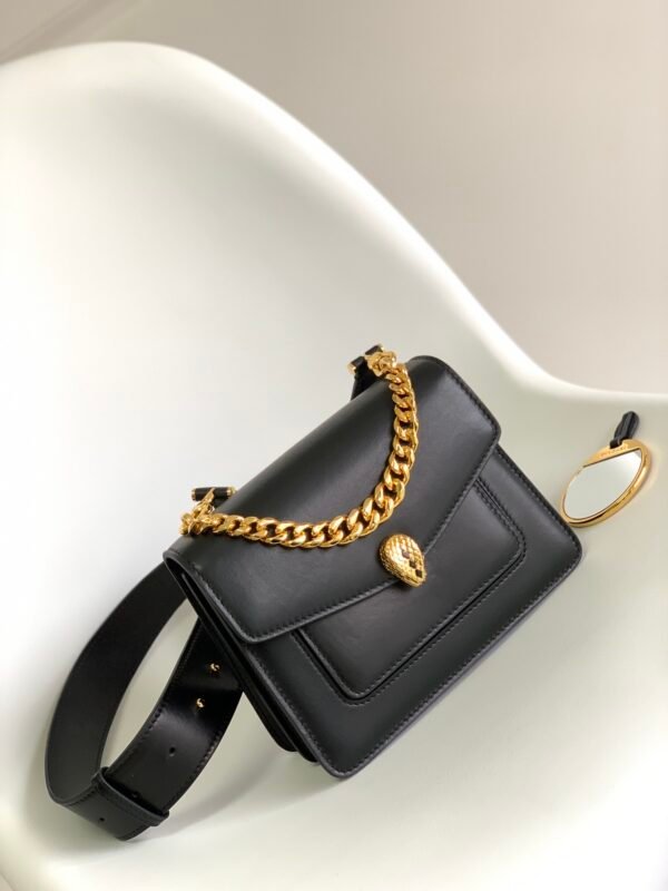 BVLGARI Serpenti Forever Lambskin Crossbody Bag 20cm Luxury Iconic Snakehead Shoulder Bag with Detachable Wide Strap