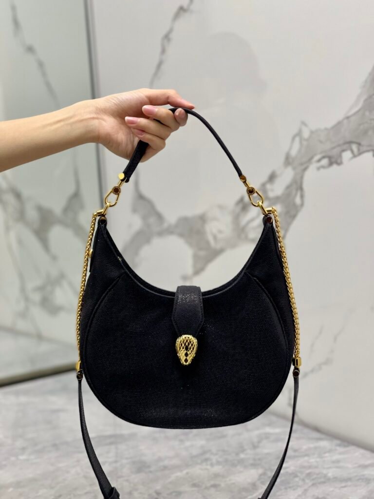 BVLGARI Serpenti Ellipse Large Crossbody Bag Calf Leather Crescent Shoulder Bag with Snakehead Closure 4 Colors – Image 11 BVLGARI Serpenti Ellipse Large Crossbody Bag Calf Leather Crescent Shoulder Bag with Snakehead Closure 4 Colors – Image 11
