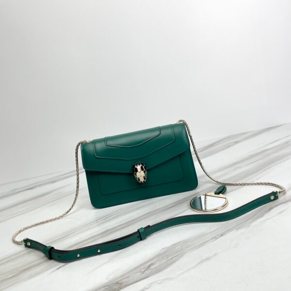 19 BVLGARI Serpenti Forever Calfskin Crossbody Bag 22.5cm Snakehead Enamel Closure Chain Shoulder Bag 4 Colors