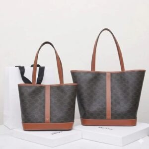 Celine Triomphe Canvas Bucket Bag 31.5cm Calfskin Leather Tote Shopping Bag Laptop Bag & Designer Mom Bag 19