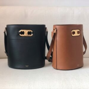 Luxury Celine Maillon Triomphe Tan Bucket Bag 25x29cm Pig Nose Gold Hardware Crossbody for Women 19