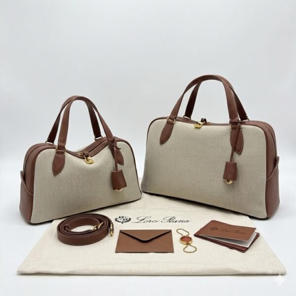 Loro Piana Needle Bag 31cm/39cm Canvas and Leather Minimalist Designer Crossbody Handbag for Daily Use