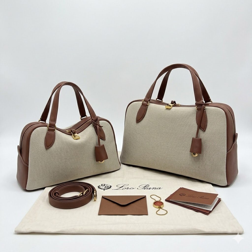 Loro Piana Needle Bag 31cm/39cm Canvas and Leather Minimalist Designer Crossbody Handbag for Daily Use