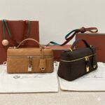 Loro Piana Extra Bag L23 Suede Calfskin Top-Handle Handbag 23cm Minimalist Crossbody Bag for Women Loro Piana Extra Bag L23 Suede Calfskin Top-Handle Handbag 23cm Minimalist Crossbody Bag for Women