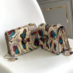 BVLGARI Serpenti Forever Shoulder Bag Rare Lunar Multi-Color Python Leather Crossbody Bag with Snakehead Buckle 20cm/27cm BVLGARI Serpenti Forever Shoulder Bag Rare Lunar Multi-Color Python Leather Crossbody Bag with Snakehead Buckle 20cm/27cm