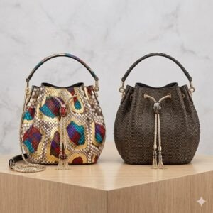 BVLGARI Serpenti Forever Python Bucket Bag Metallic Fil Coupe & Multicolor Lunar Snakeskin Top Handle Crossbody Handbag 2 Sizes BVLGARI Serpenti Forever Python Bucket Bag Metallic Fil Coupe & Multicolor Lunar Snakeskin Top Handle Crossbody Handbag 2 Sizes