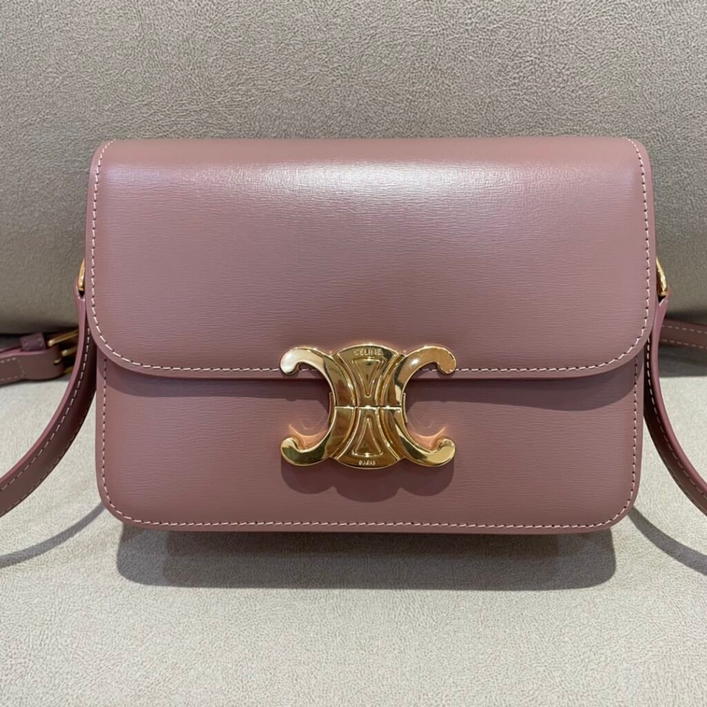 CELINE Triomphe Bag 18.5cm Shoulder Handbags 5 Colors Shiny Calfskin Triomphe – Image 5