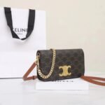CELINE Triomphe Canvas and Calfskin 3-in-1 Chain Shoulder Bag 20.5cm Parisian Chic Crossbody and Underarm Bag 2