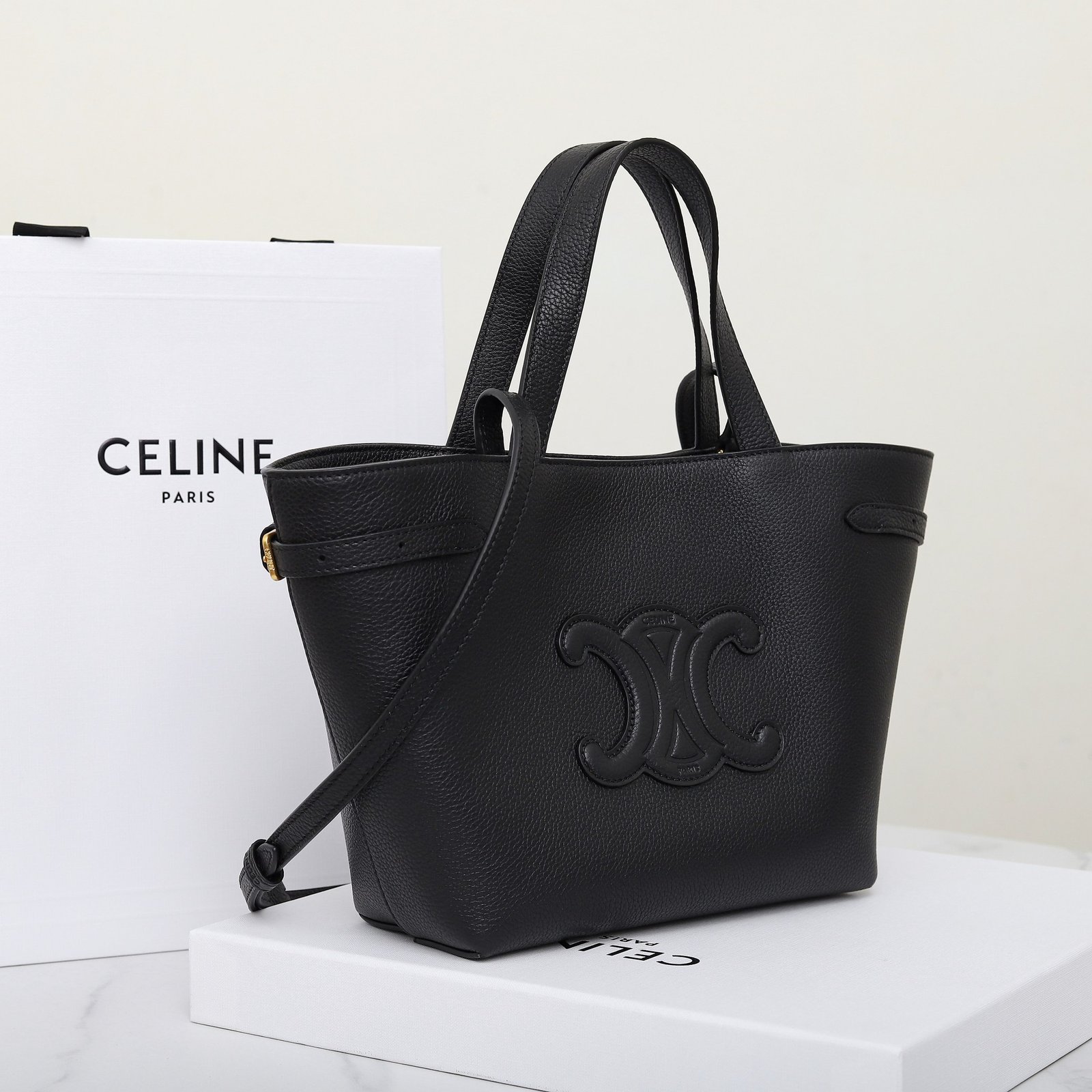 CELINE Small Anais Tote Bag 20.5cm Italian Calfskin Transformable Cuir Triomphe 2-Way Crossbody Bucket Bag 2