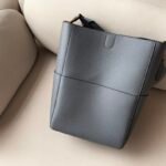 CELINE Sangle Bucket Bag 23x33cm Soft Grained Calfskin Leather Large Shoulder Tote with Removable Wool Strap for Work and Travel 2