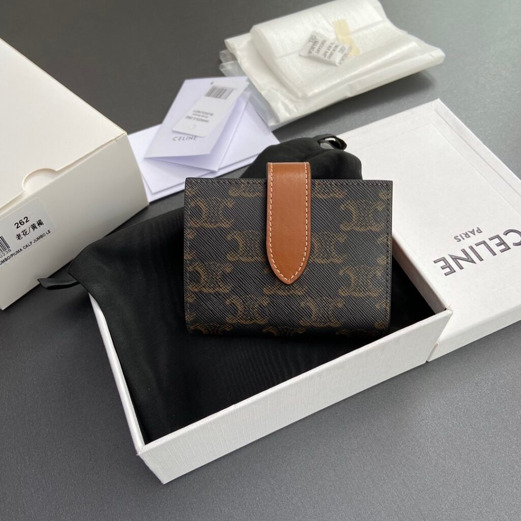CELINE Triomphe Compact Trifold Wallet 10.5cm Canvas vs. Textile Comparison – Image 3