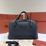 Loro Piana Needle Bag 39cm Tender Calfskin Large Leather Satchel with Detachable Crossbody Strap High-End Designer Handbag