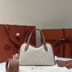 Loro Piana Needle Bag 31cm/39cm Canvas and Leather Minimalist Designer Crossbody Handbag for Daily Use