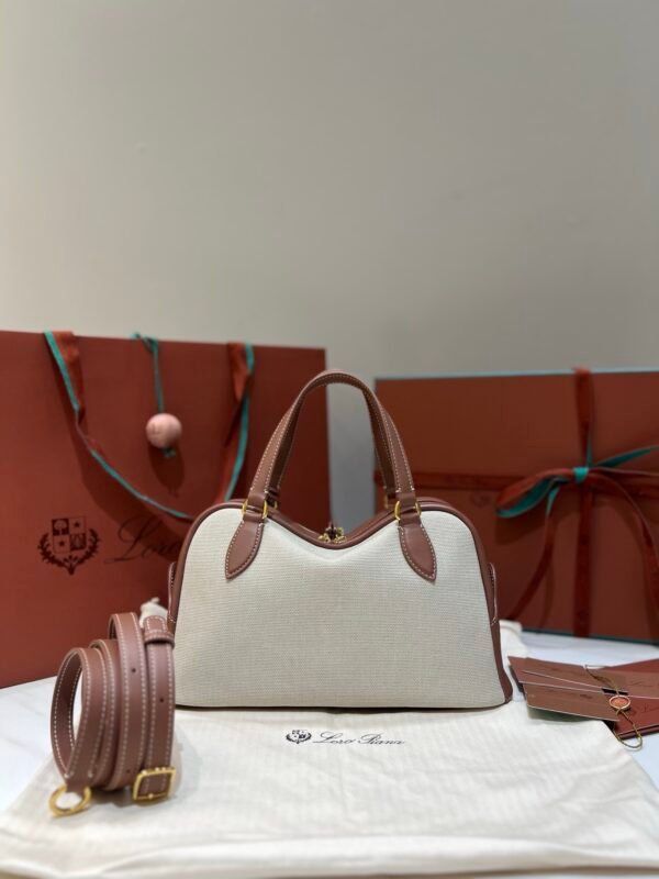 Loro Piana Needle Bag 31cm/39cm Canvas and Leather Minimalist Designer Crossbody Handbag for Daily Use