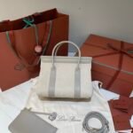 Loro Piana Loom L25 Handbag 25cm Quiet Luxury Calfskin and Canvas Top Handle Bag for Women