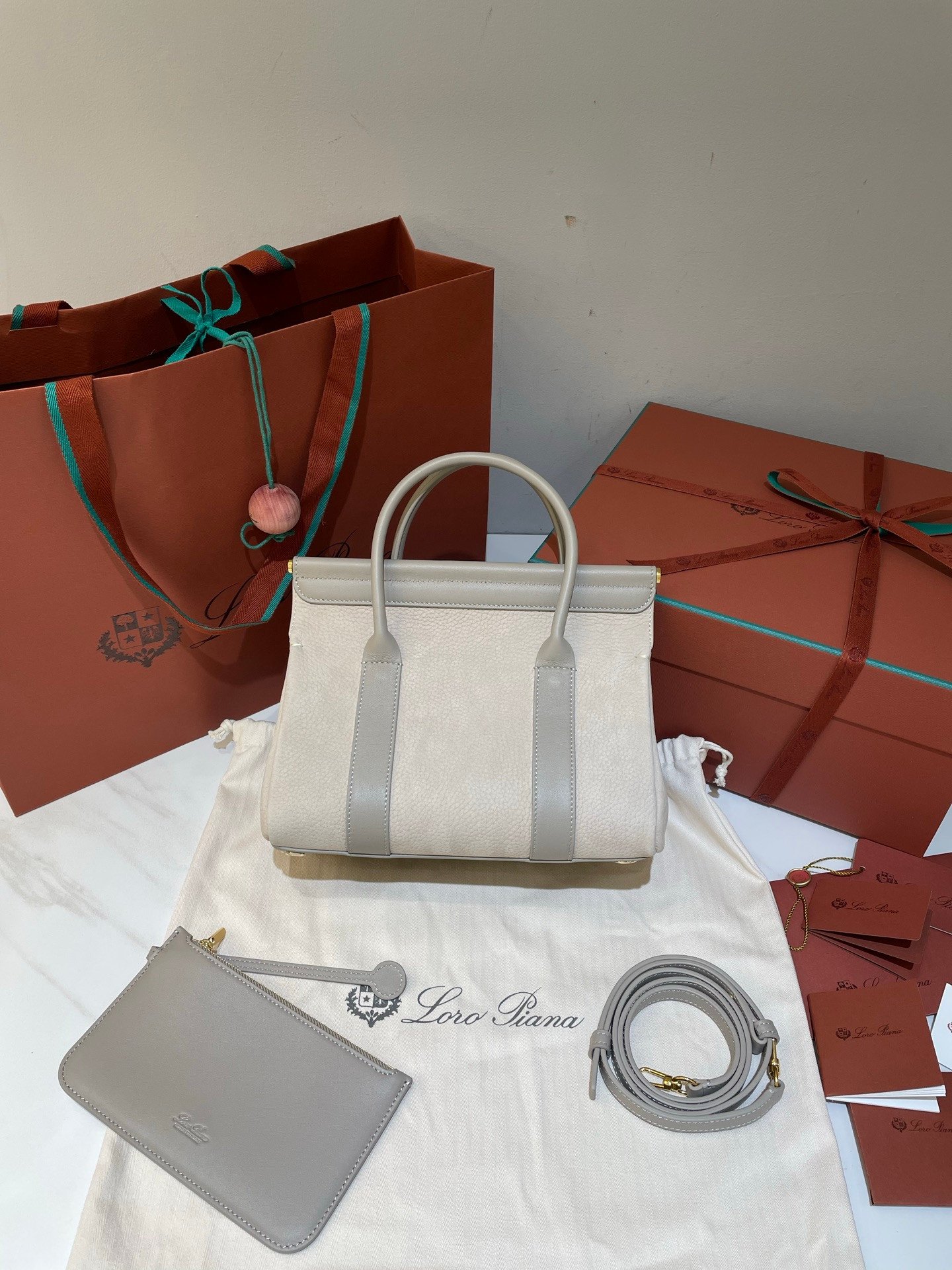 Loro Piana Loom L25 Handbag 25cm Quiet Luxury Calfskin and Canvas Top Handle Bag for Women