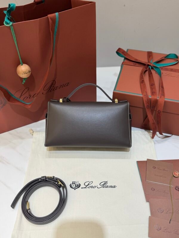 2 Loro Piana Extra Bag L23 Smooth Calfskin Top Handle Crossbody Bag 23cm for Women Aesthetic Vanity Case Handbag