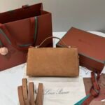 Loro Piana Extra Bag L23 Suede Calfskin Top-Handle Handbag 23cm Minimalist Crossbody Bag for Women Loro Piana Extra Bag L23 Suede Calfskin Top-Handle Handbag 23cm Minimalist Crossbody Bag for Women