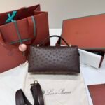 Loro Piana L23 Extra Bag 23cm Ostrich-Effect Calfskin Top-Handle Vanity Bag and Crossbody for Women Loro Piana L23 Extra Bag 23cm Ostrich-Effect Calfskin Top-Handle Vanity Bag and Crossbody for Women