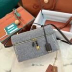 Exclusive Loro Piana L27 Vanity Case Cashmere & Imported Calfskin Structured Handbag Superior Craftsmanship Upgraded Edition Exclusive Loro Piana L27 Vanity Case Cashmere & Imported Calfskin Structured Handbag Superior Craftsmanship Upgraded Edition