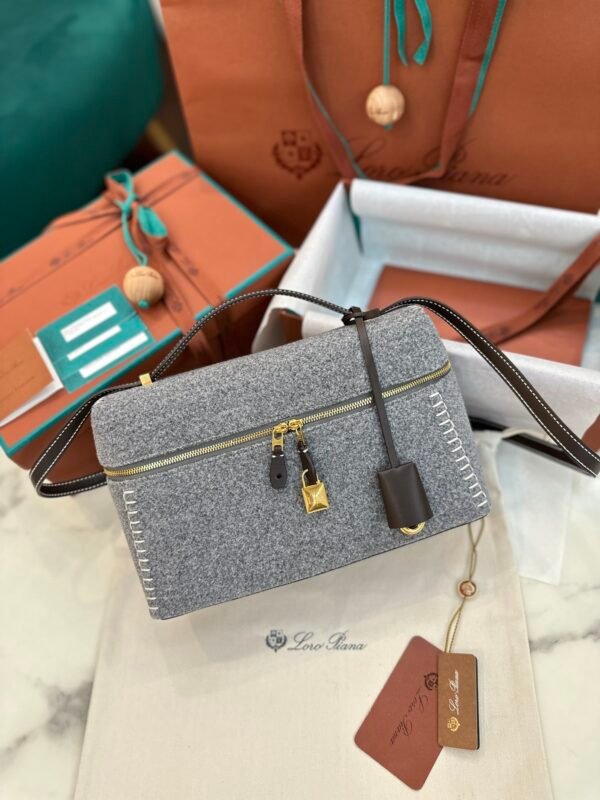 2 Exclusive Loro Piana L27 Vanity Case Cashmere & Imported Calfskin Structured Handbag Superior Craftsmanship Upgraded Edition