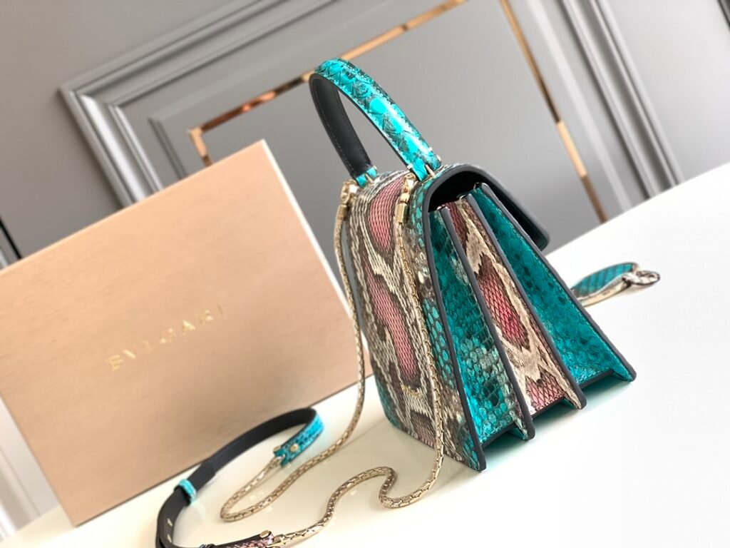 BVLGARI Serpenti Forever Python Skin Top Handle Bag VIP Custom Arctic Jade Psiche Rare Leather Shoulder Bag Crossbody Chain Flap Bag 2 Sizes – Image 3 BVLGARI Serpenti Forever Python Skin Top Handle Bag VIP Custom Arctic Jade Psiche Rare Leather Shoulder Bag Crossbody Chain Flap Bag 2 Sizes – Image 3