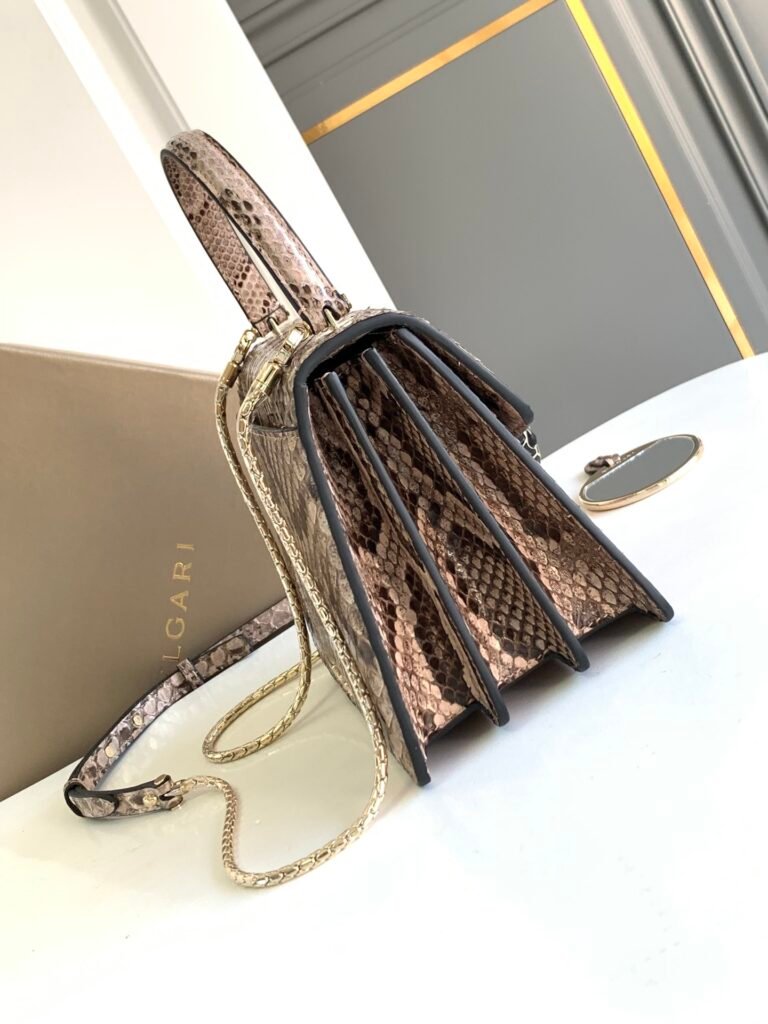 BVLGARI Serpenti Forever Python Bag Misty Opal Grey Shiny Python Skin Top Handle & Shoulder Bag 2 Sizes – Image 3 BVLGARI Serpenti Forever Python Bag Misty Opal Grey Shiny Python Skin Top Handle & Shoulder Bag 2 Sizes – Image 3