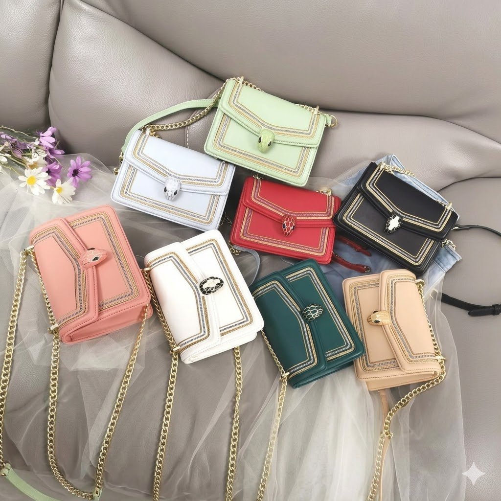 BVLGARI Serpenti in Love Crossbody Bag 20cm Calfskin Leather Small Shoulder Bag 8 Colors – Image 1 BVLGARI Serpenti in Love Crossbody Bag 20cm Calfskin Leather Small Shoulder Bag 8 Colors – Image 1