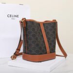 Celine Triomphe Canvas Bucket Bag 30cm Vintage Embroidered Shoulder Bag Calfskin Leather Large Capacity Designer Hobo Bag 20