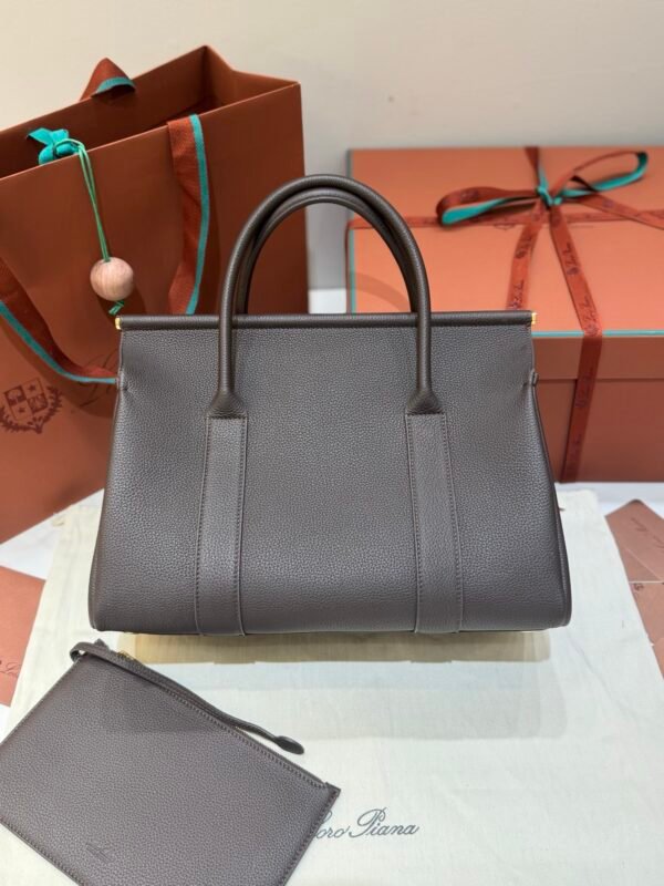 Loro Piana Loom L32 Handbag 33cm Tender Calfskin Luxury Designer Tote Bag with Gold Padlock & Removable Pouch