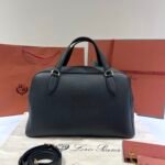 Loro Piana Needle Bag 39cm Tender Calfskin Large Leather Satchel with Detachable Crossbody Strap High-End Designer Handbag