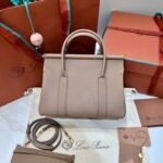 Loro Piana Loom L25 Handbag Grained Leather Designer Top Handle Bag with Crossbody Strap Loro Piana Loom L25 Handbag Grained Leather Designer Top Handle Bag with Crossbody Strap