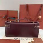 Loro Piana Extra L29 Clutch Bag 29cm Saddle Leather Elegant Handmade Designer Leather Handheld Purse with Signature Gold Padlock