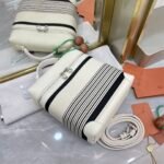 Loro Piana L23.5 Extra Pocket Backpack Striped Canvas Calfskin Leather Mini Bag Versatile 2-Way Top Handle Convertible Shoulder Bag Loro Piana L23.5 Extra Pocket Backpack Striped Canvas Calfskin Leather Mini Bag Versatile 2-Way Top Handle Convertible Shoulder Bag