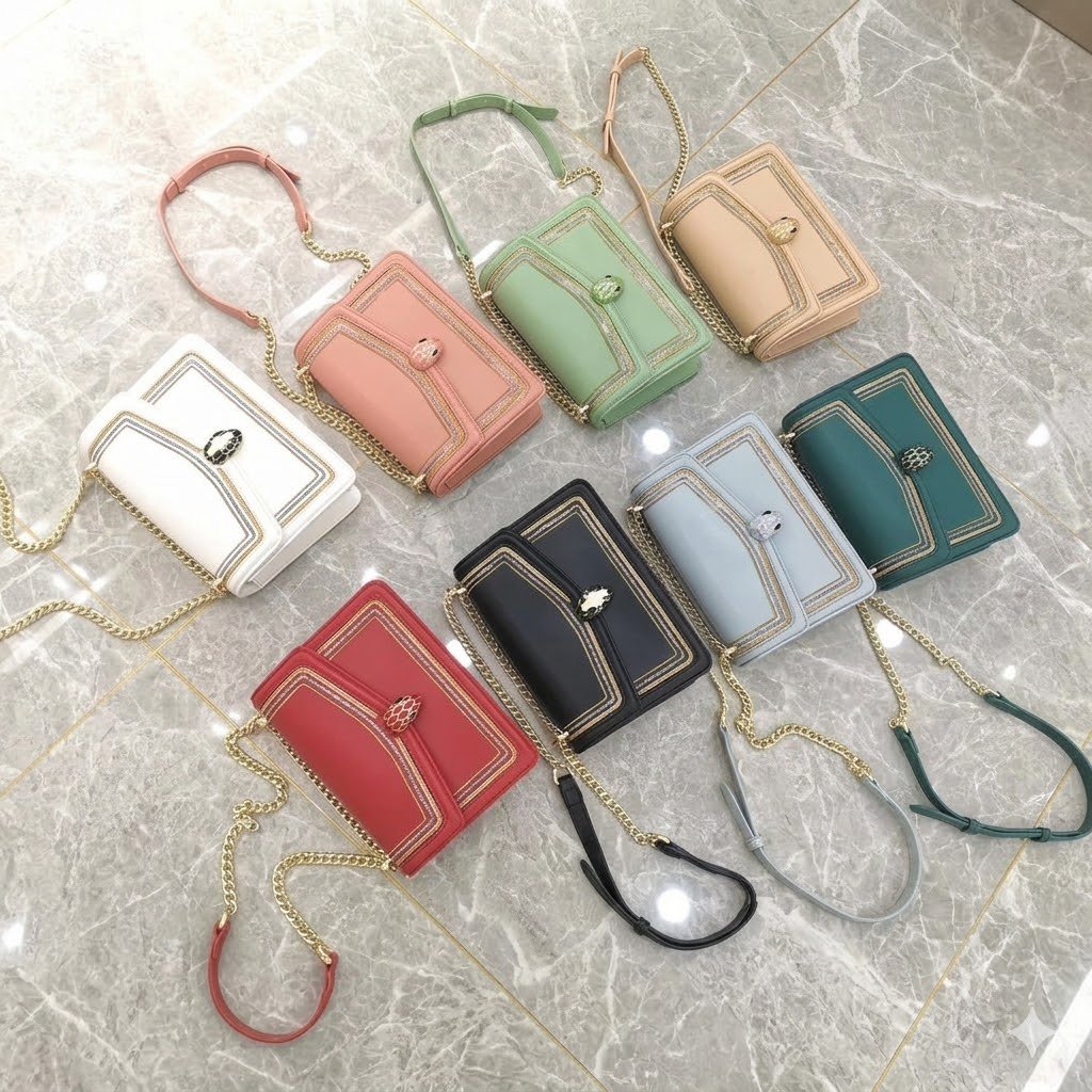 BVLGARI Serpenti in Love Bag Large Calfskin Leather Chain Shoulder Bag 8 Colors 24cm – Image 1 BVLGARI Serpenti in Love Bag Large Calfskin Leather Chain Shoulder Bag 8 Colors 24cm – Image 1