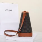 Celine Triomphe Canvas Bucket Bag 30cm Vintage Embroidered Shoulder Bag Calfskin Leather Large Capacity Designer Hobo Bag 21