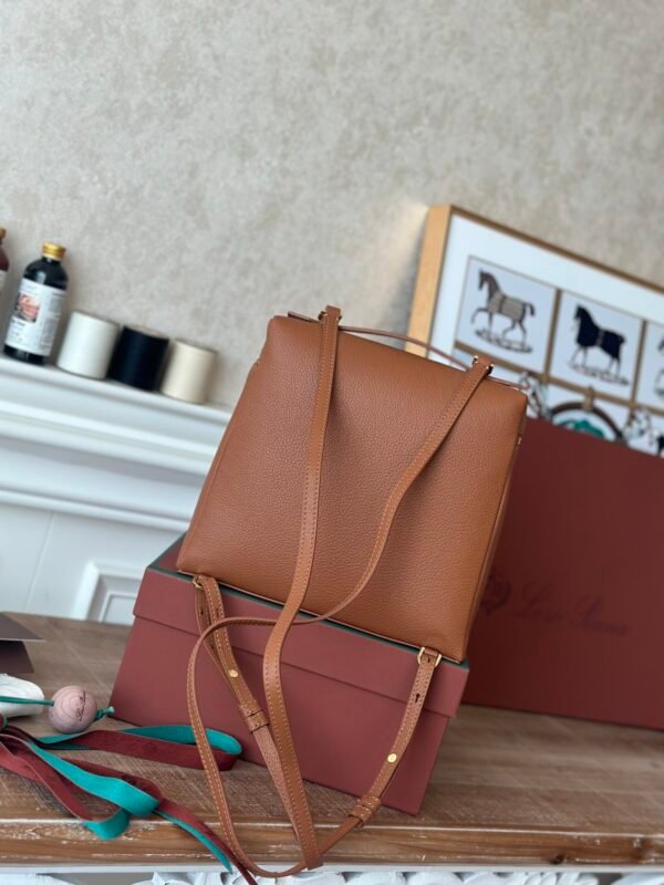Loro Piana Extra Pocket L23.5 Grain Leather Backpack 22x23cm Quiet Luxury Minimalist Designer Handbag for Women