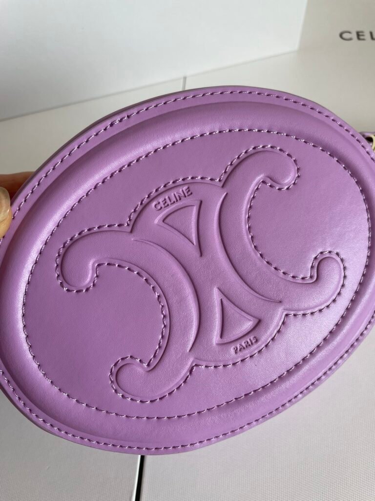 CELINE Triomphe Oval Purse 16cm Smooth Calfskin 6 Colors Small Mooncake Bag – Image 17