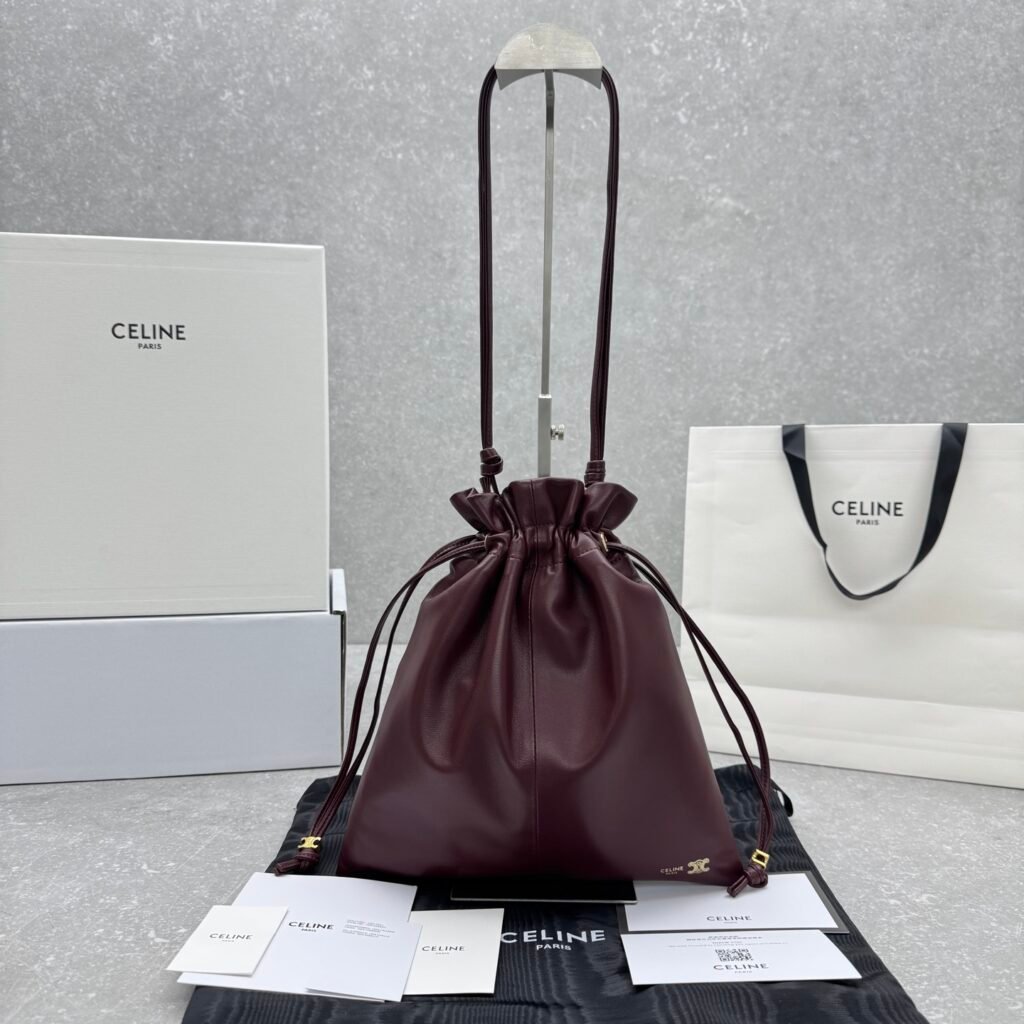 CELINE CRYSTAL Drawstring Pouch Bag 27x31cm The Ultimate Lambskin Cloud Bag &ndash; Image 10