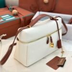 Exclusive Loro Piana L27 Vanity Case Cashmere & Imported Calfskin Structured Handbag Superior Craftsmanship Upgraded Edition Exclusive Loro Piana L27 Vanity Case Cashmere & Imported Calfskin Structured Handbag Superior Craftsmanship Upgraded Edition