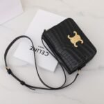Celine Triomphe Classique Shoulder Bag 18.5cm Lizard and Crocodile Embossed Leather Crossbody Handbag 24