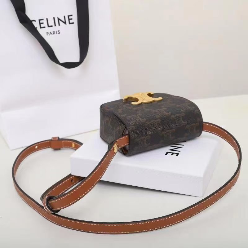CELINE Triomphe Mini Flap Bags 11cm Luxury Small Crossbody Purse in Calfskin 3 Colors 24