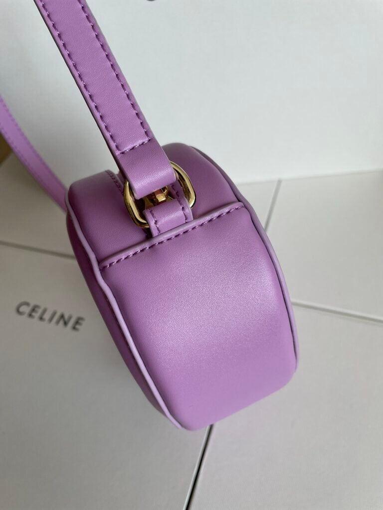 CELINE Triomphe Oval Purse 16cm Smooth Calfskin 6 Colors Small Mooncake Bag – Image 19