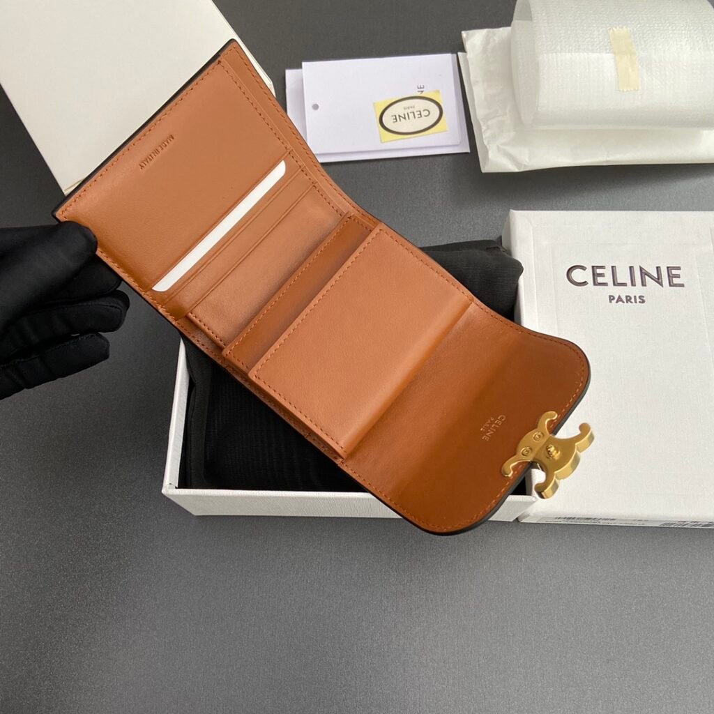 CELINE Triomphe Compact Trifold Wallet 10.5cm Canvas vs. Textile Comparison – Image 13