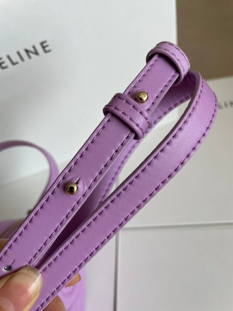 CELINE Triomphe Oval Purse 16cm Smooth Calfskin 6 Colors Small Mooncake Bag &ndash; Image 20