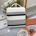 Loro Piana L23.5 Extra Pocket Backpack Striped Canvas Calfskin Leather Mini Bag Versatile 2-Way Top Handle Convertible Shoulder Bag Loro Piana L23.5 Extra Pocket Backpack Striped Canvas Calfskin Leather Mini Bag Versatile 2-Way Top Handle Convertible Shoulder Bag