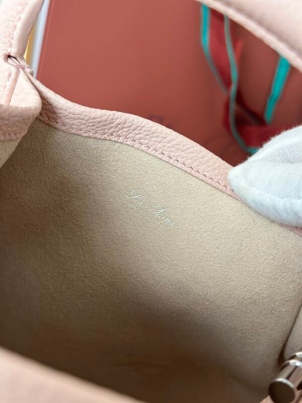 Loro Piana Medium Bale Bag Grained Calfskin Minimalist Bucket Bag with Detachable Shoulder Strap 6 Colors